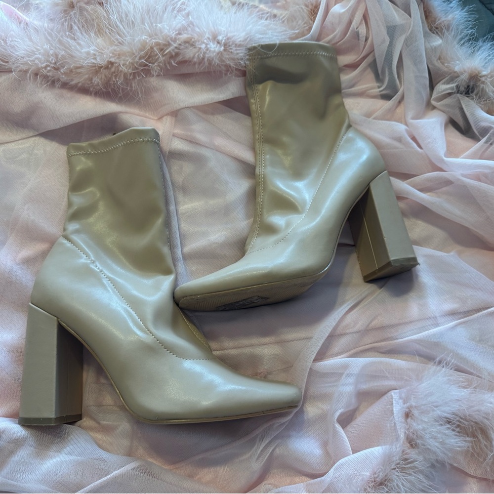Forever 21 Beige Block Heel Ankle Boots